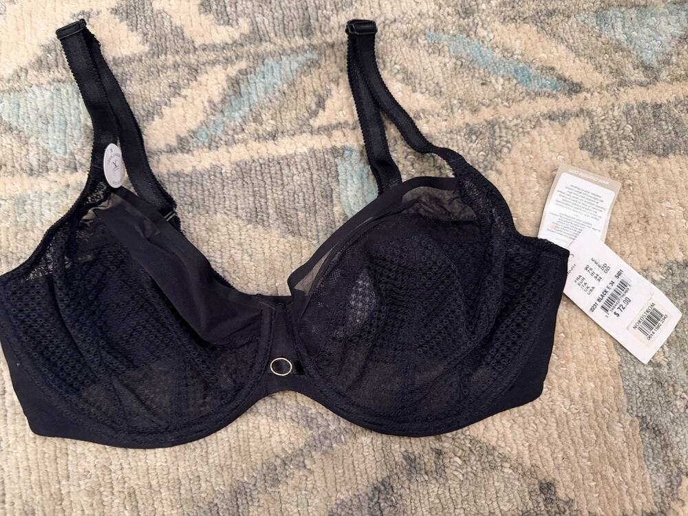 Chantelle 34DD Black Lace Underwire Bra NWT $74